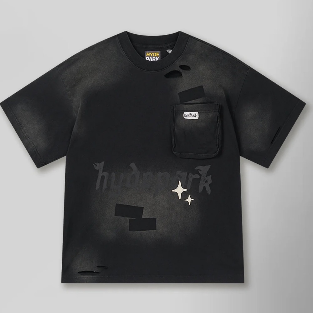 •SOLD•HYDE PARK Night Fall Distressed Pocket Tee Men’s Size XL